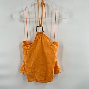 Heatherly orange halter blouse top size SP